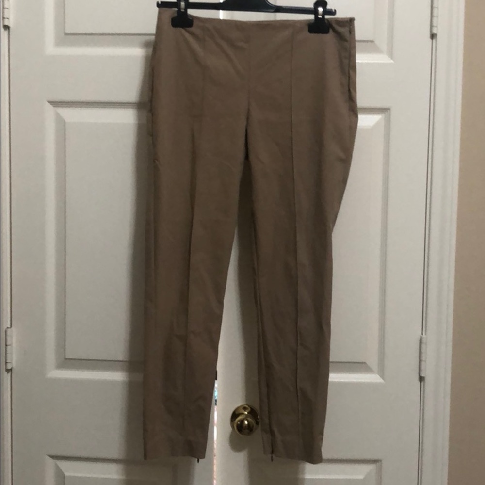 Theory Solid Flat Front Pant Sand Khaki - image 4